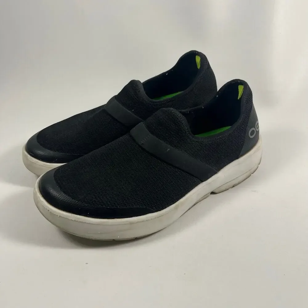 Oofos Oomg Low Recovery Sneakers Womens 11 Black Mesh Comfort Casual Slip On
